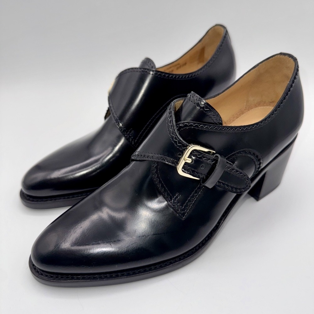 The Office Of Angela Scott Miss Brooke Heels Women's Size 7‎ EU 37 Black Leather - Picture 14 of 15